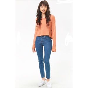 F21 orange knit sweater